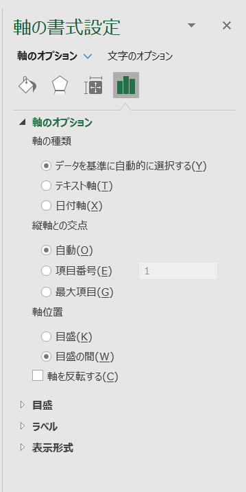 エクセル軸の書式設定