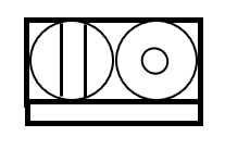二重床用複合アウトレット 2P15A接地極付×2 （1端子形直列ユニット、F形接栓）×1＿電気設備図面記号