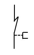 手動操作自動復帰接点（b接点）＿電気図面記号