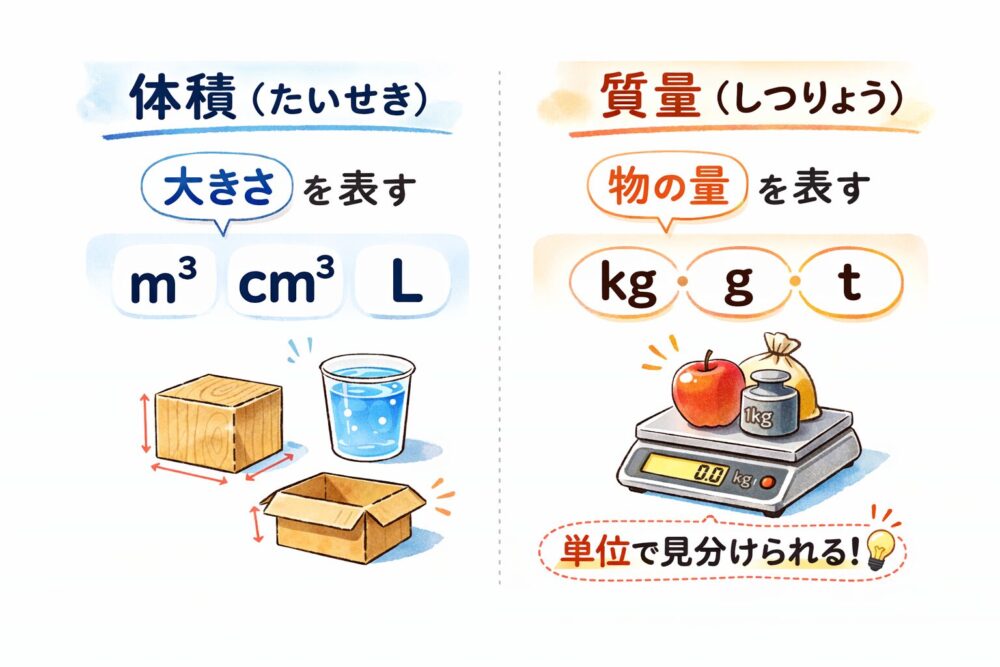 体積と質量の違い