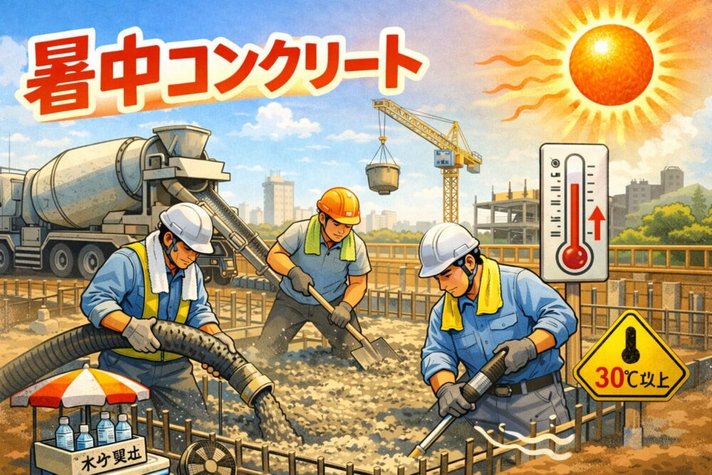 暑中コンクリート（温度・養生・打込み時間・配合）