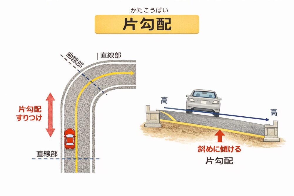 片勾配とは？すりつけ・基準・計算と横断勾配との違いを図解で解説