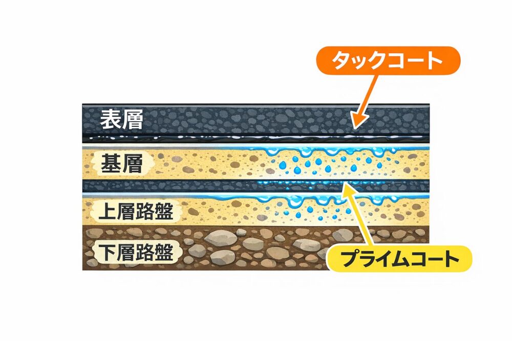 タックコートとプライムコートの散布位置