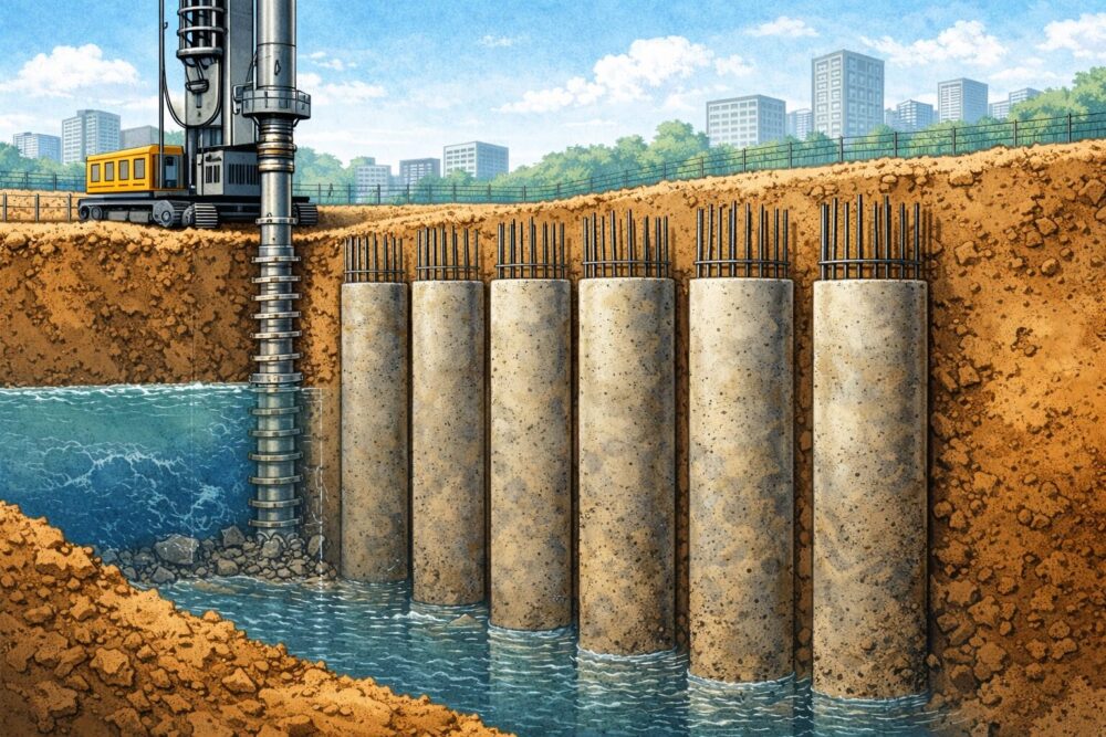 柱列式連続壁工法