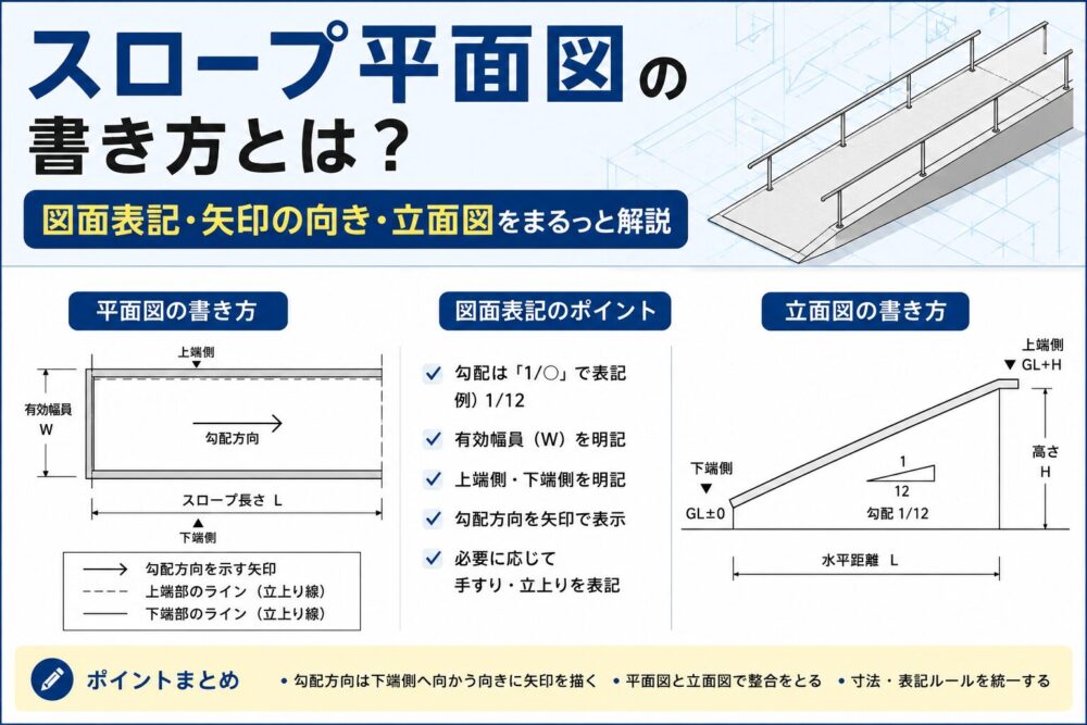 スロープの書き方（平面図・立面図）